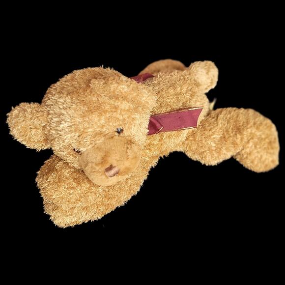 Vintage Stuffed Plush Bear w/ Burgundy Bow 17" x 13" - Picture 3 of 5